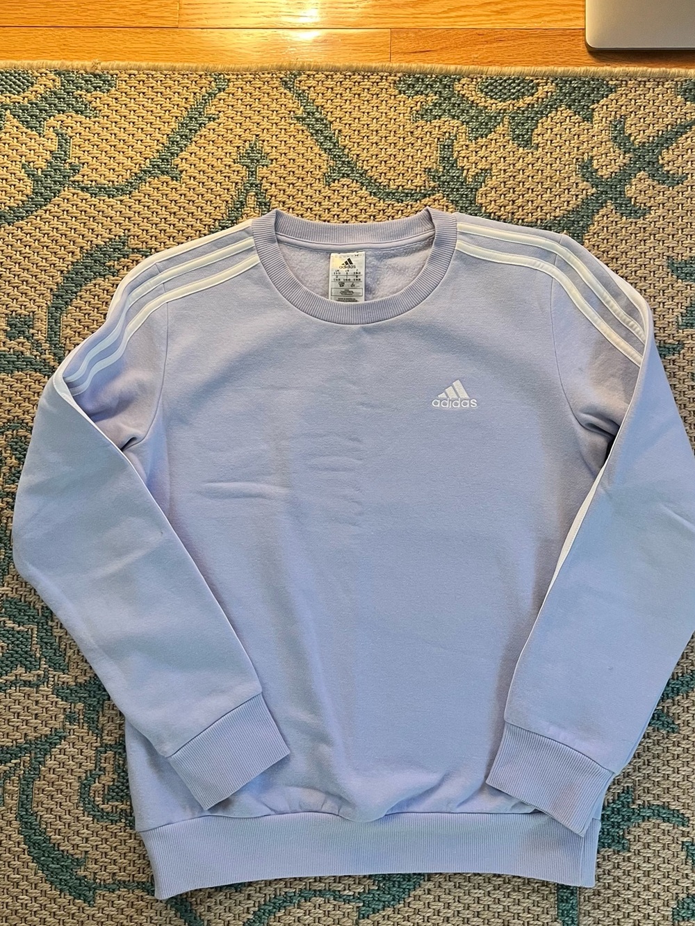 adidas Women’s Lavender Crewneck Sweatshirt with White Stripes